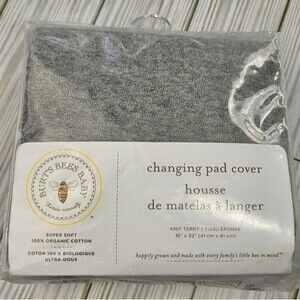 New 100% Organic Cotton Changing Table Pad Cover Burts Bees Grey